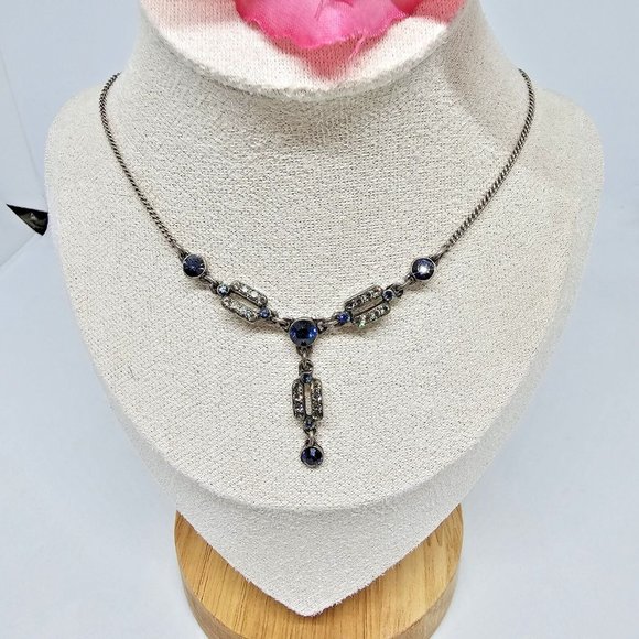 Peter Lang Rhinestone Art Deco Choker Silver Tone Necklace - Picture 3 of 12